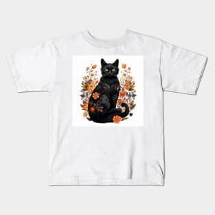 Black Cat in the Garden Kids T-Shirt